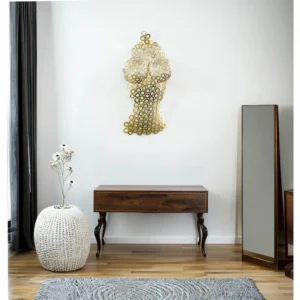 Goldie – Handcrafted Steel Wall Sculpture | Female Torso in Patina Gold