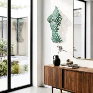 Industrial Venus in Green-Gold Patina | Female Torso Sculpture | Wall Art