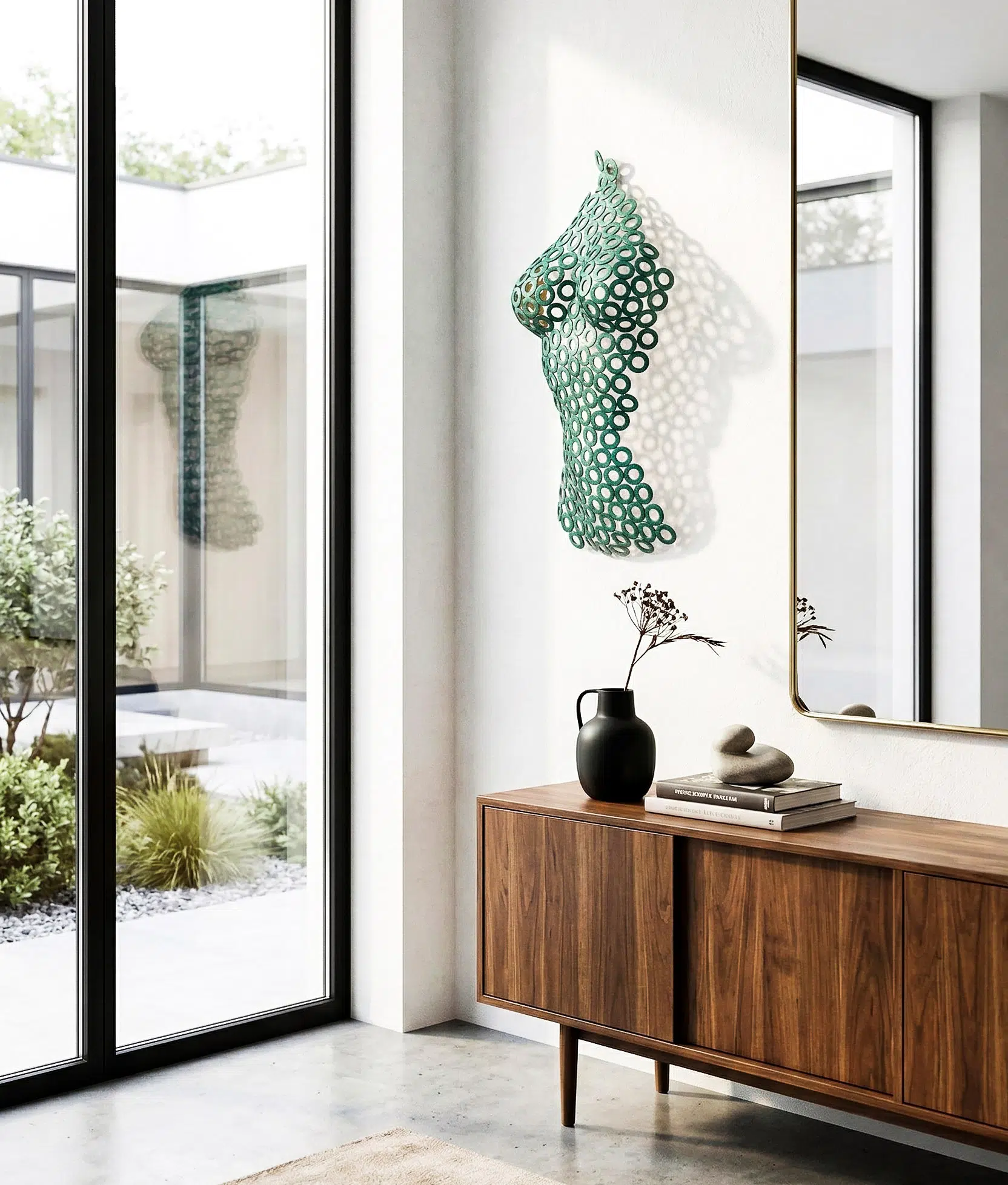 Industrial Venus in Green-Gold Patina | Female Torso Sculpture | Wall Art